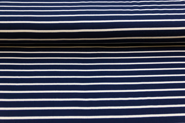 Rib Jersey, Rippenjersey gestreift, marine, weiß, 0,5 m